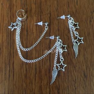 New✨Double Piercing Star Wing Ear Cuff Set